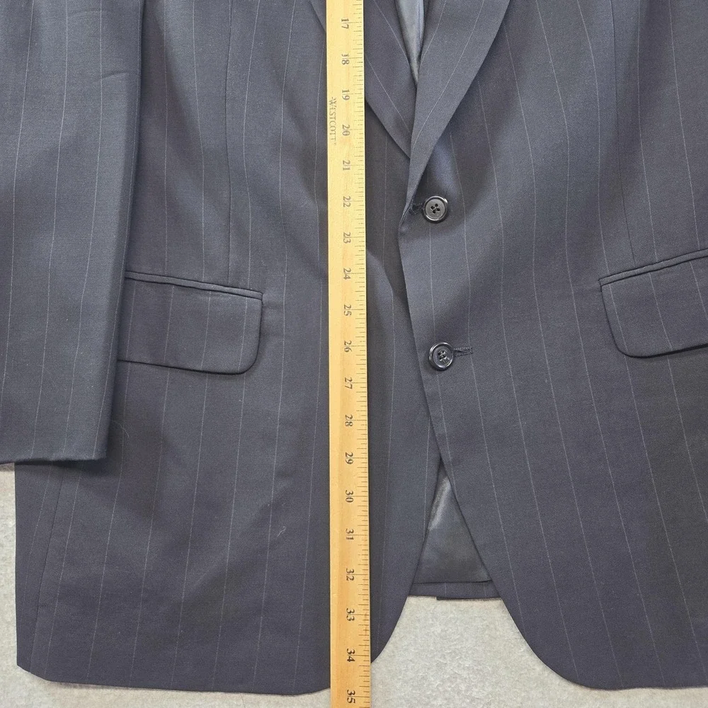 Vintage Burberrys Suit‎ Jacket Mens M Blue Striped Wool Single-Breasted 2 Button